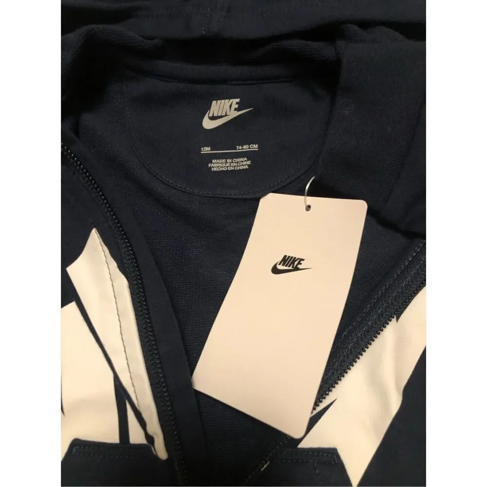 Nike Baby Hooded Romper Navy Blue Size 12M